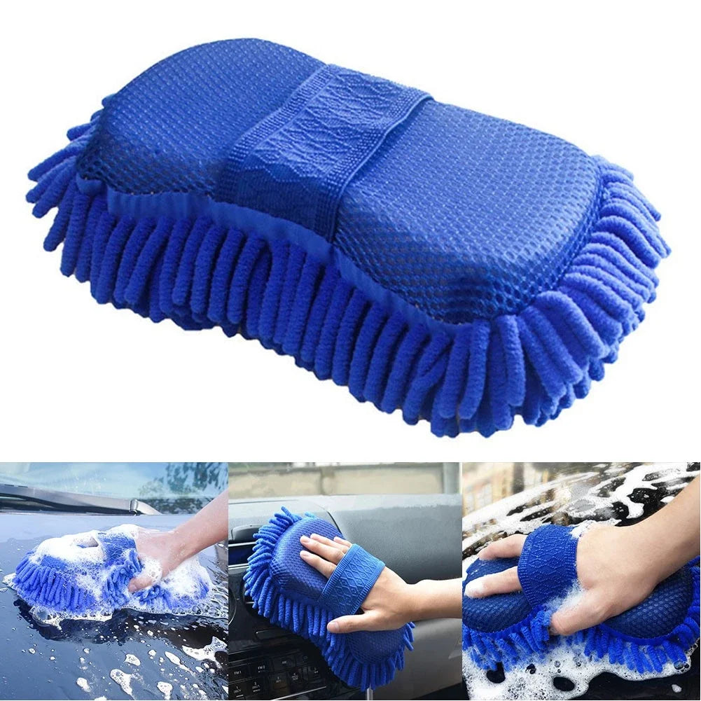 Microfiber Chenille Car Wash Mitt - Ultra-Soft Scratch-Free Cleaning Sponge