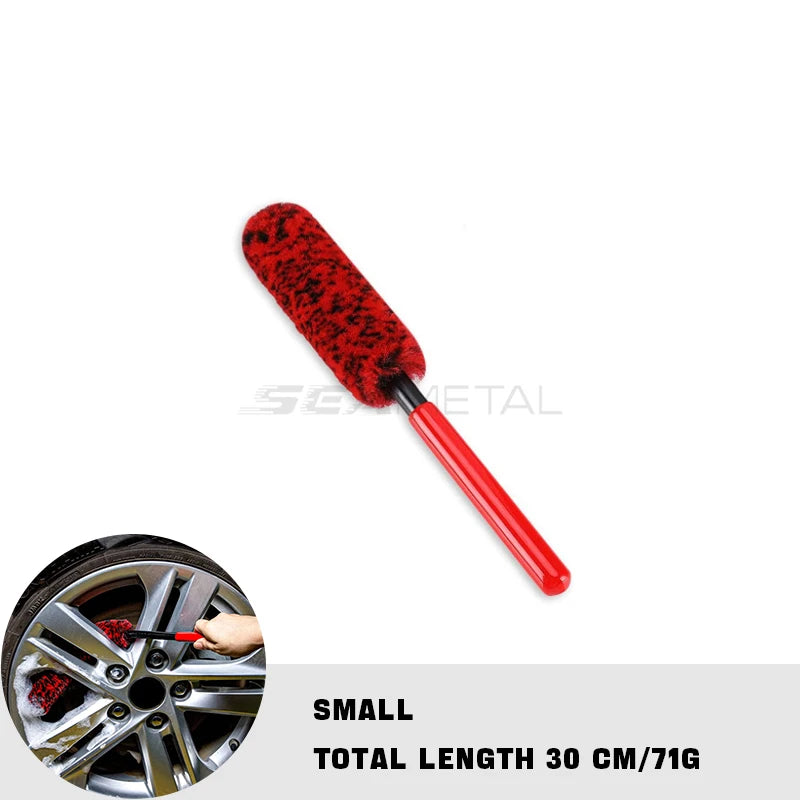 Flexible Wheel Detailing Brush - Soft Wool Bristles for Scratch-Free Rim & Tire Cleaning