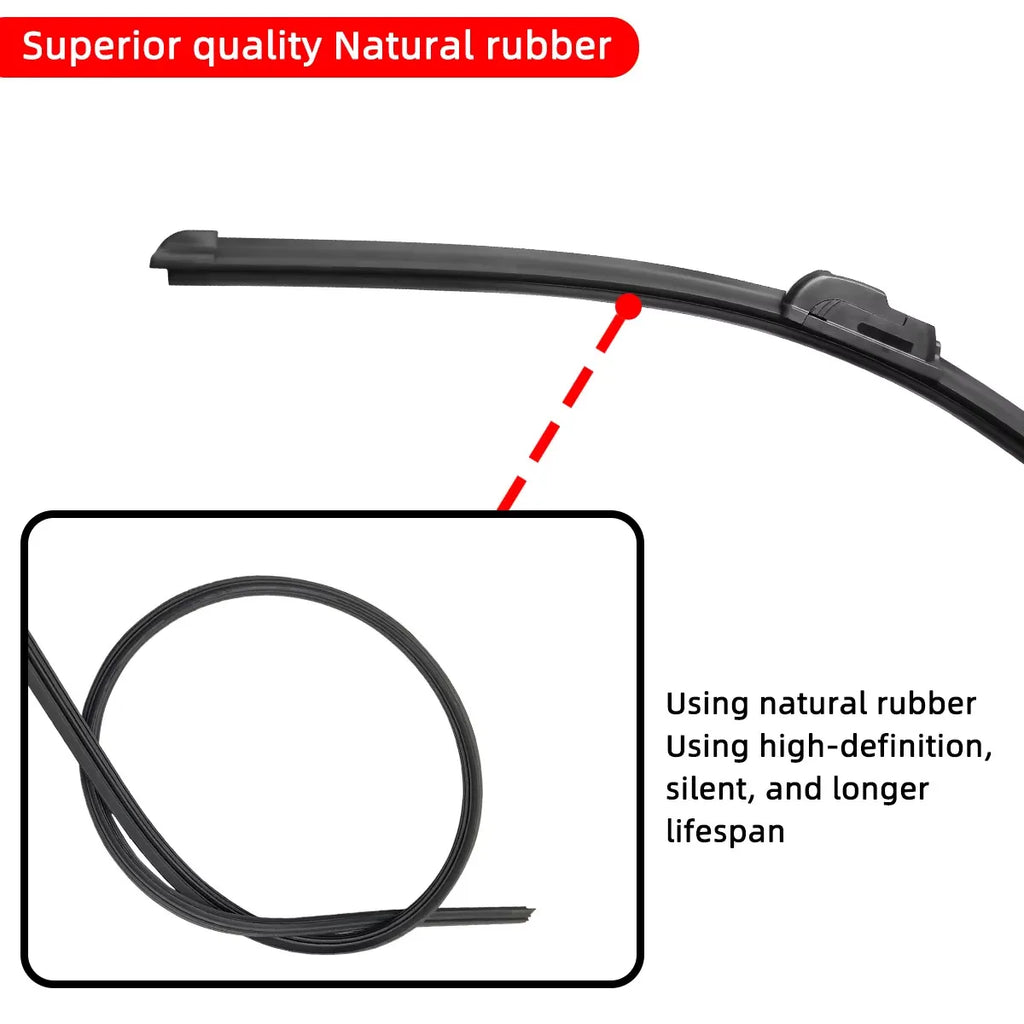 Universal Windshield Wiper Blade - Premium Natural Rubber for Streak-Free Visibility