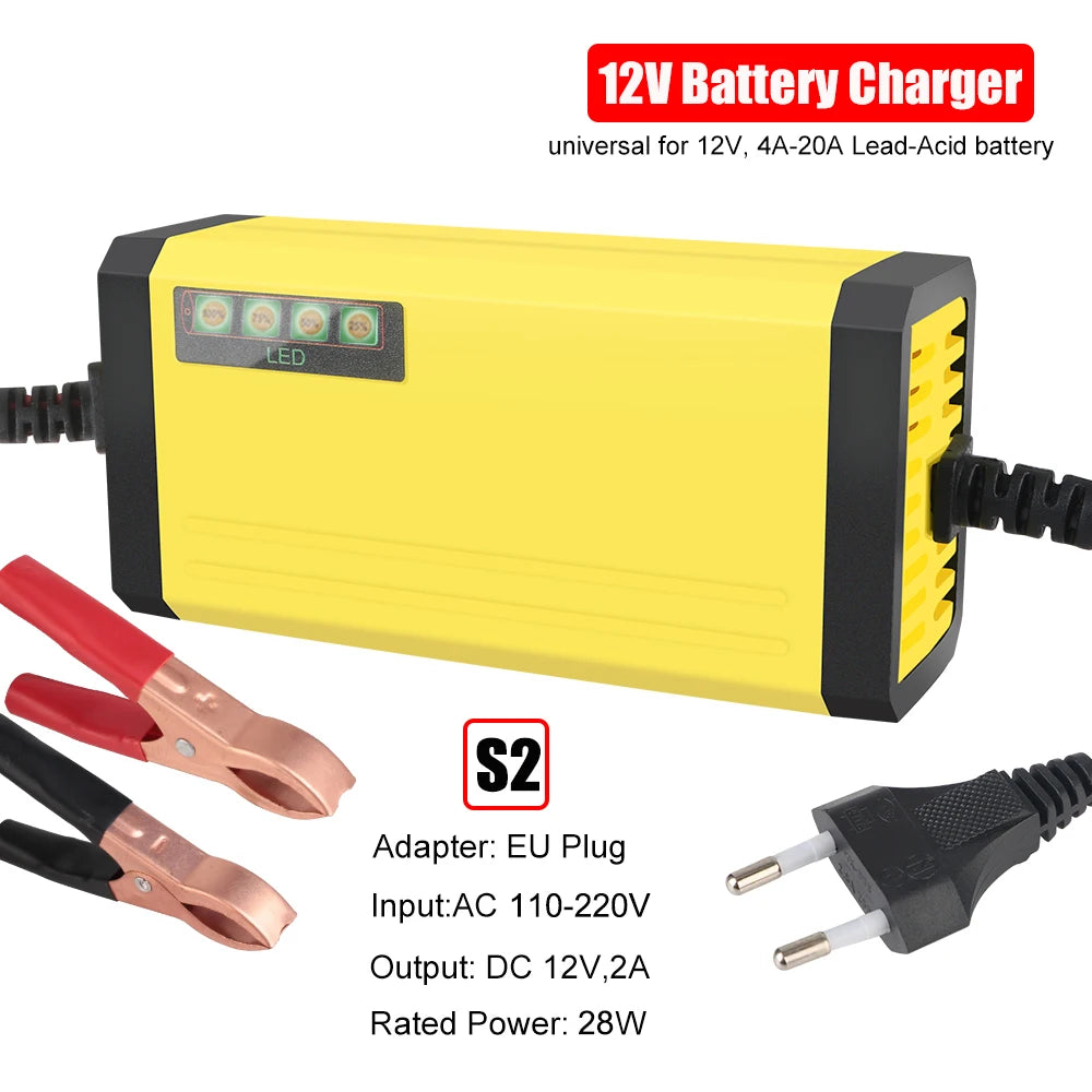 Smart Battery Charger 6V/12V 2A - Automatic Digital Display