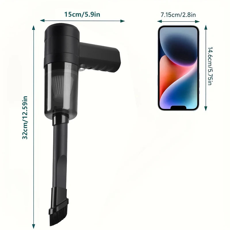 Cordless Handheld Car Vacuum Cleaner – 3000Pa Suction, USB-C Rechargeable