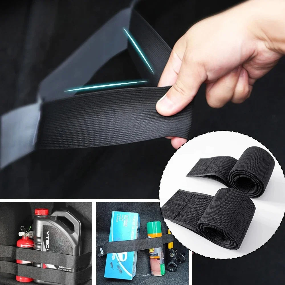 Car Trunk Cargo Securing Strap - Heavy-Duty Velcro Organizer for Fire Extinguisher & Tools