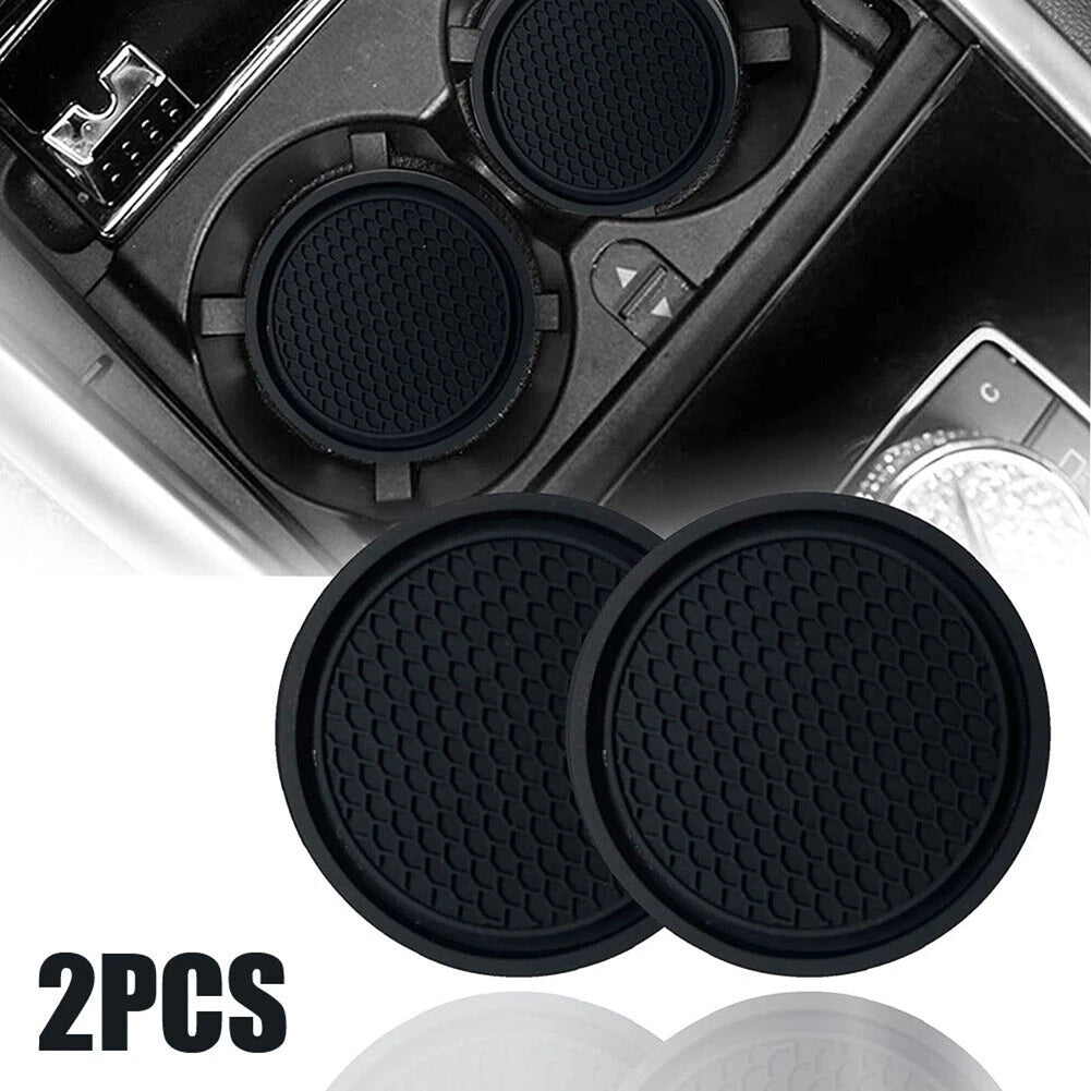 Silicone Car Cup Holder Coasters - Anti-Slip Insert Pads (2-Pack)