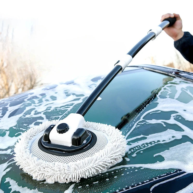 Telescoping Car Wash Mop - Extendable Chenille Brush with 90° Rotating Head