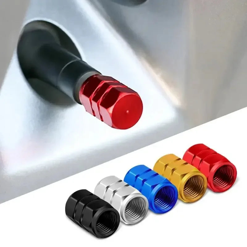 Aluminum Tire Valve Caps - Colorful Dustproof Stem Covers (4-Pack)