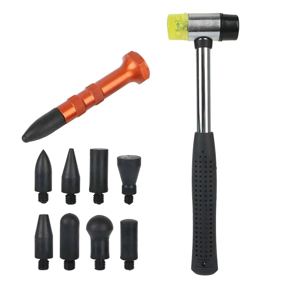 Paintless Dent Repair Hammer & Tap Down Tool Set - 10-Piece Kit for Hail & Ding Removal