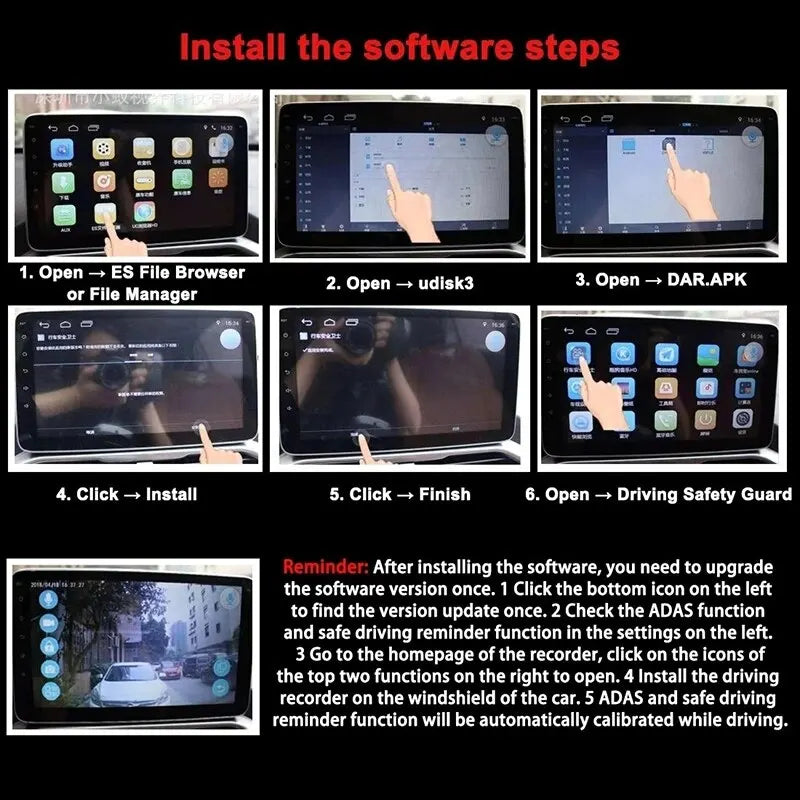1080P Dash Cam with ADAS & LDWS | Android Head Unit Compatible