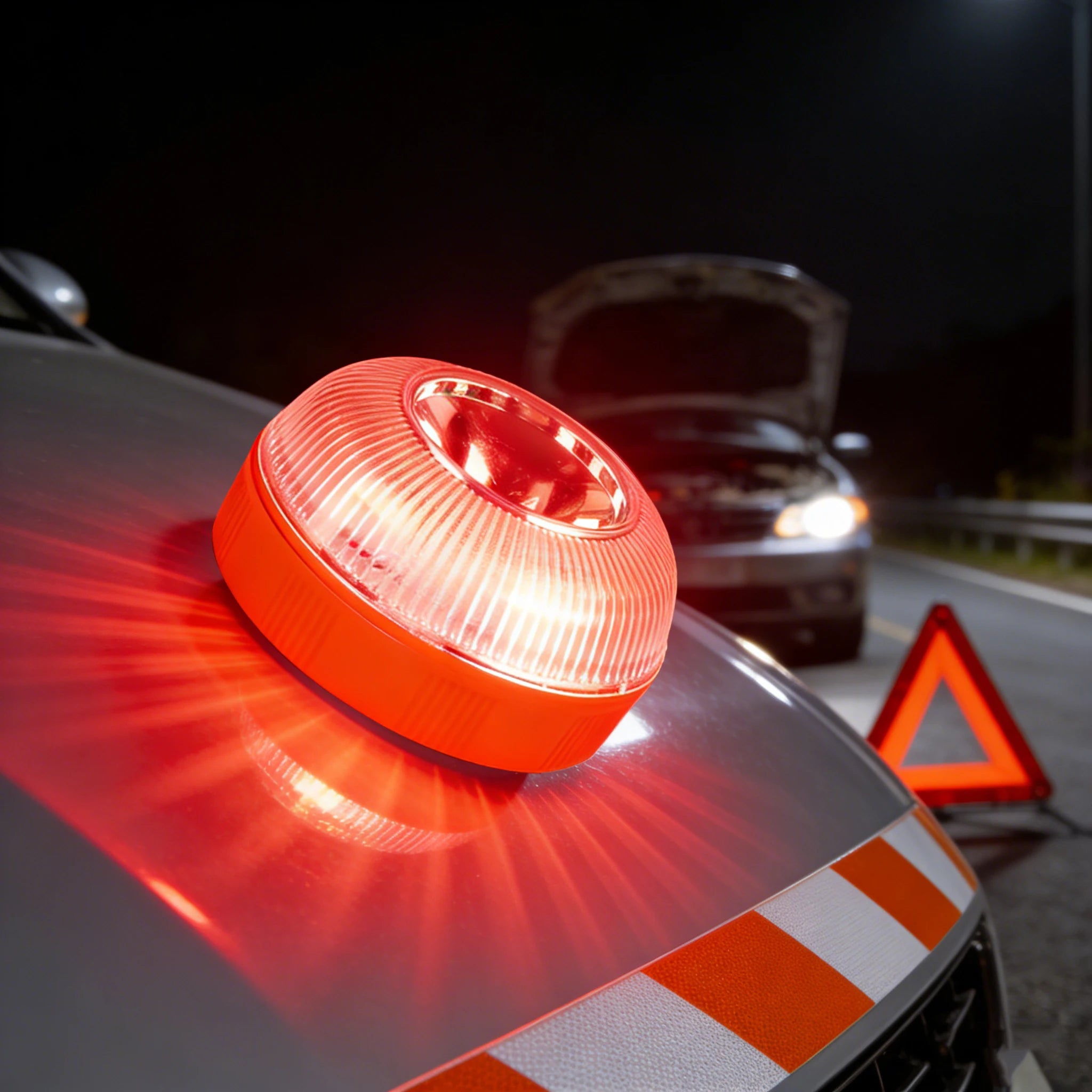 LED Emergency Strobe Warning Light - Magnetic Roadside Safety Beacon