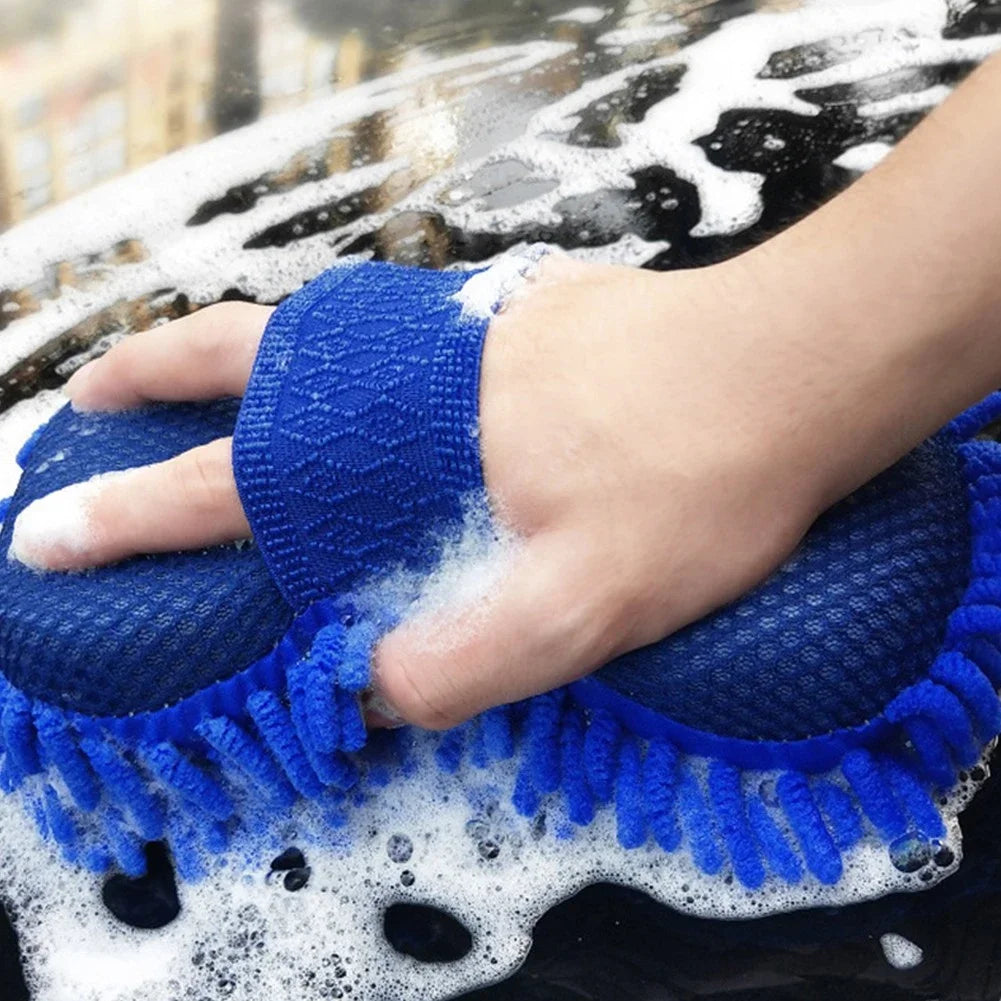 Microfiber Chenille Car Wash Mitt - Ultra-Soft Scratch-Free Cleaning Sponge