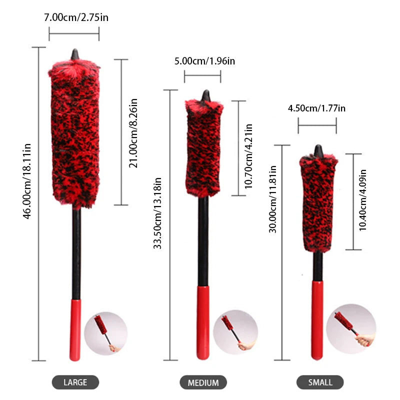 Flexible Wheel Detailing Brush - Soft Wool Bristles for Scratch-Free Rim & Tire Cleaning