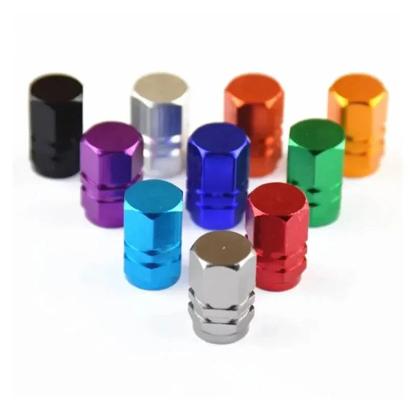 Aluminum Tire Valve Caps - Colorful Dustproof Stem Covers (4-Pack)