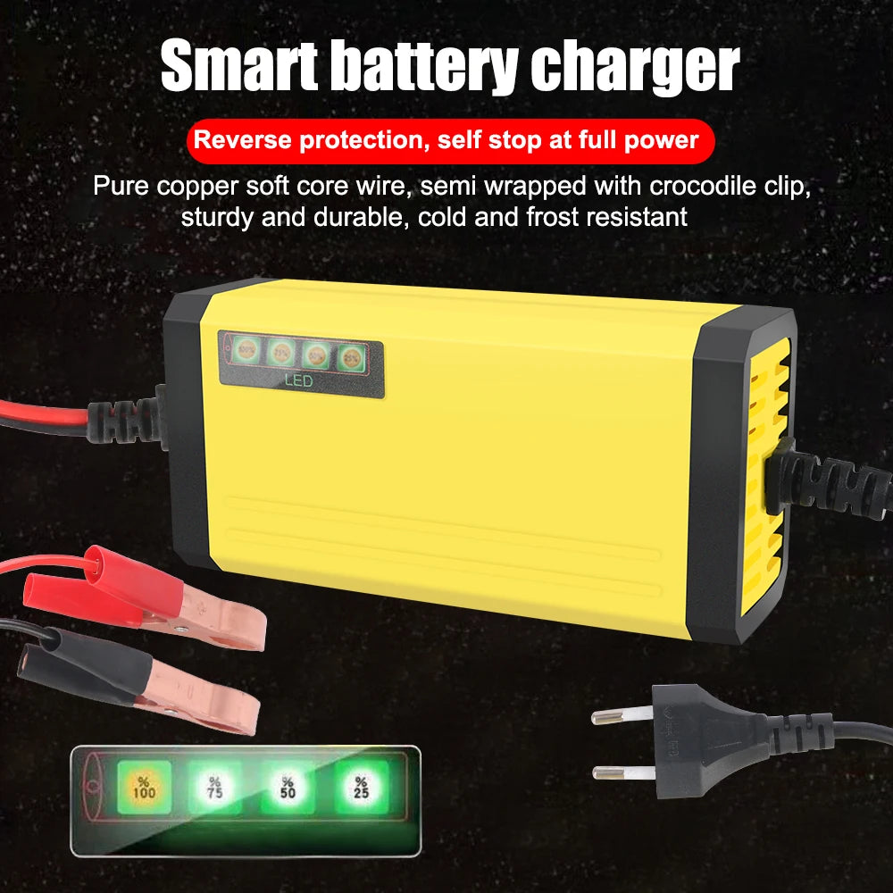 Smart Battery Charger 6V/12V 2A - Automatic Digital Display