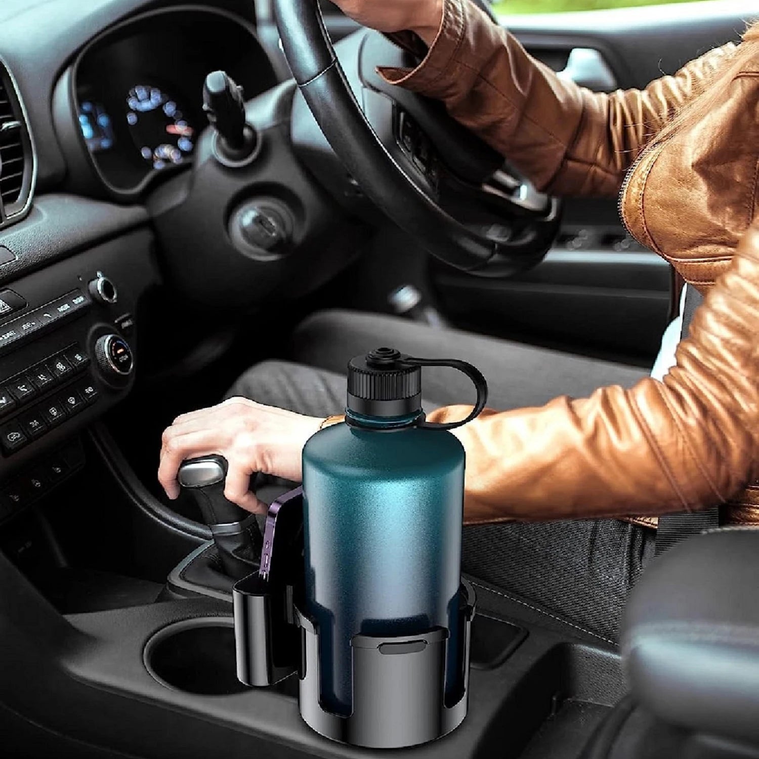 2-in-1 Cup Holder Expander - Adjustable Organizer with Phone Holder