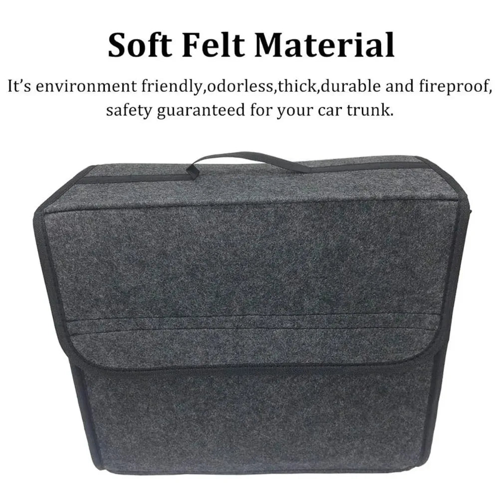 Foldable Felt Car Trunk Organizer - Soft Storage Box for Tools & Cargo