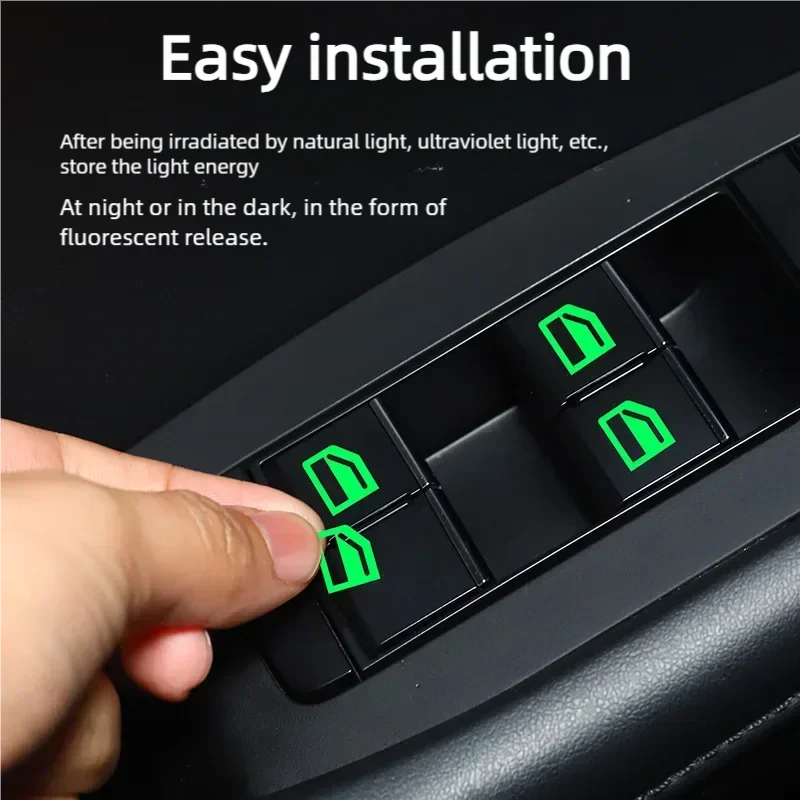 Luminous Car Window Button Stickers - Glow-in-the-Dark Control Panel Decals (18-Piece Set)