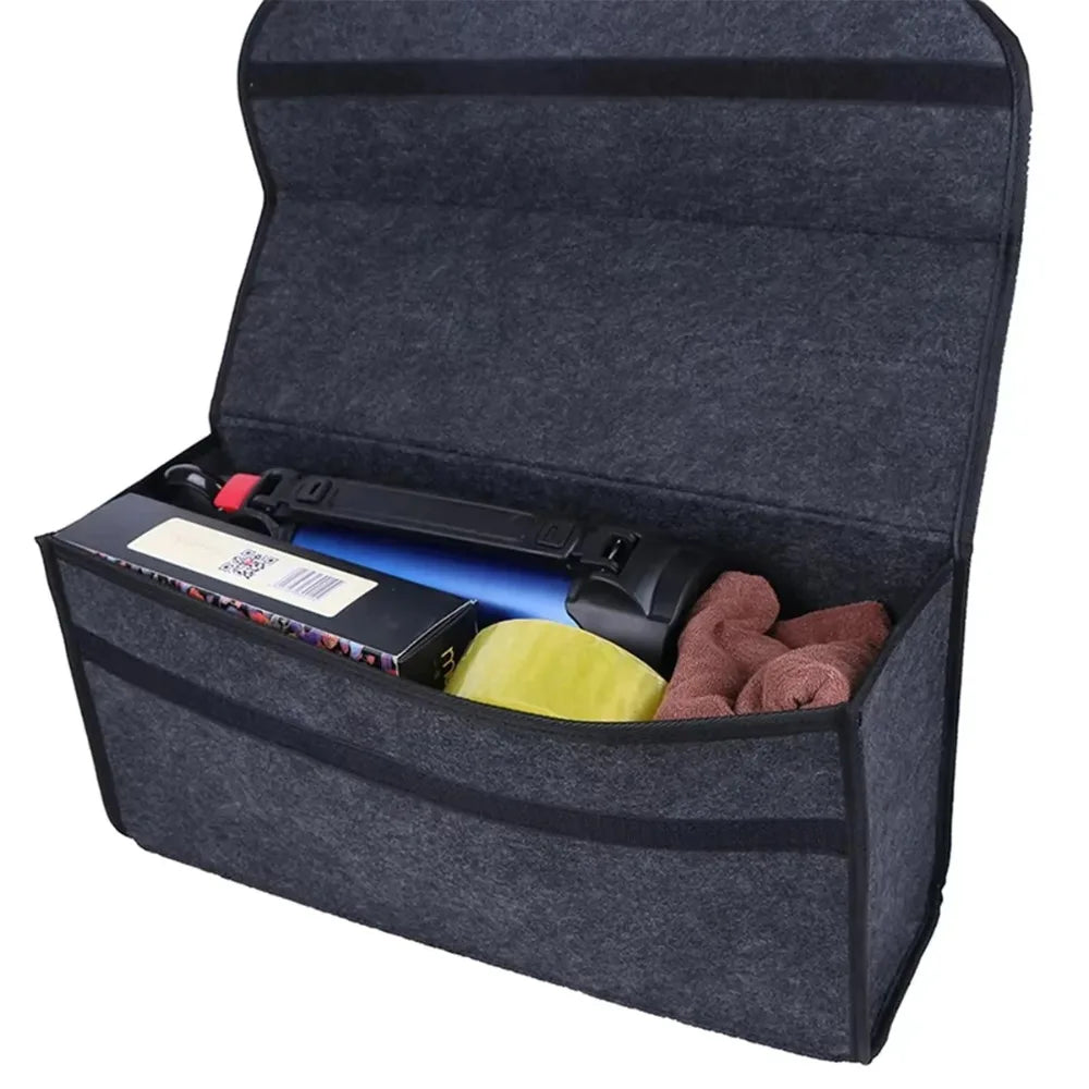 Foldable Felt Car Trunk Organizer - Soft Storage Box for Tools & Cargo