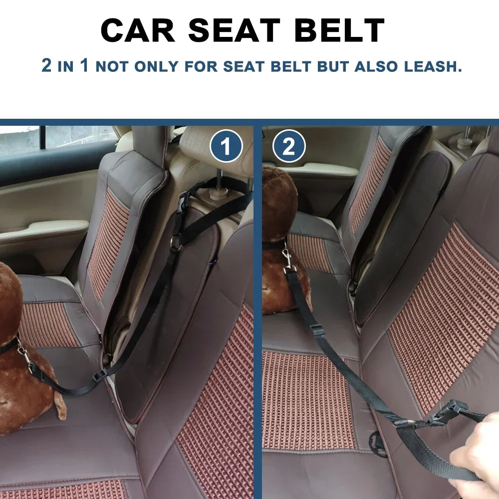 Pet Car Seat Belt - Adjustable Safety Harness for Dogs & Cats