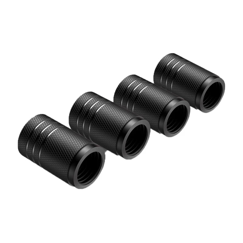 Aluminum Tire Valve Stem Caps - Knurled Grip Design (4-Pack)