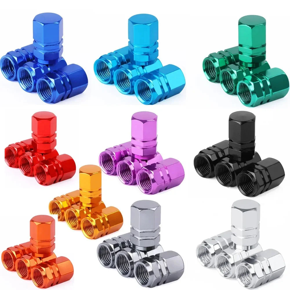 Aluminum Tire Valve Caps - Colorful Dustproof Stem Covers (4-Pack)