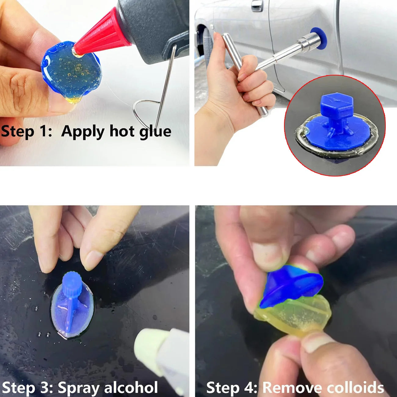 Paintless Dent Repair Kit - Professional Dent Puller Tool Set with Glue Gun & Tabs