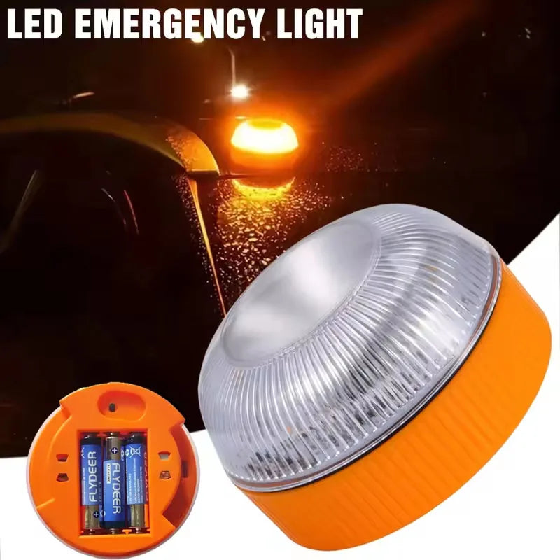 LED Emergency Strobe Warning Light - Magnetic Roadside Safety Beacon