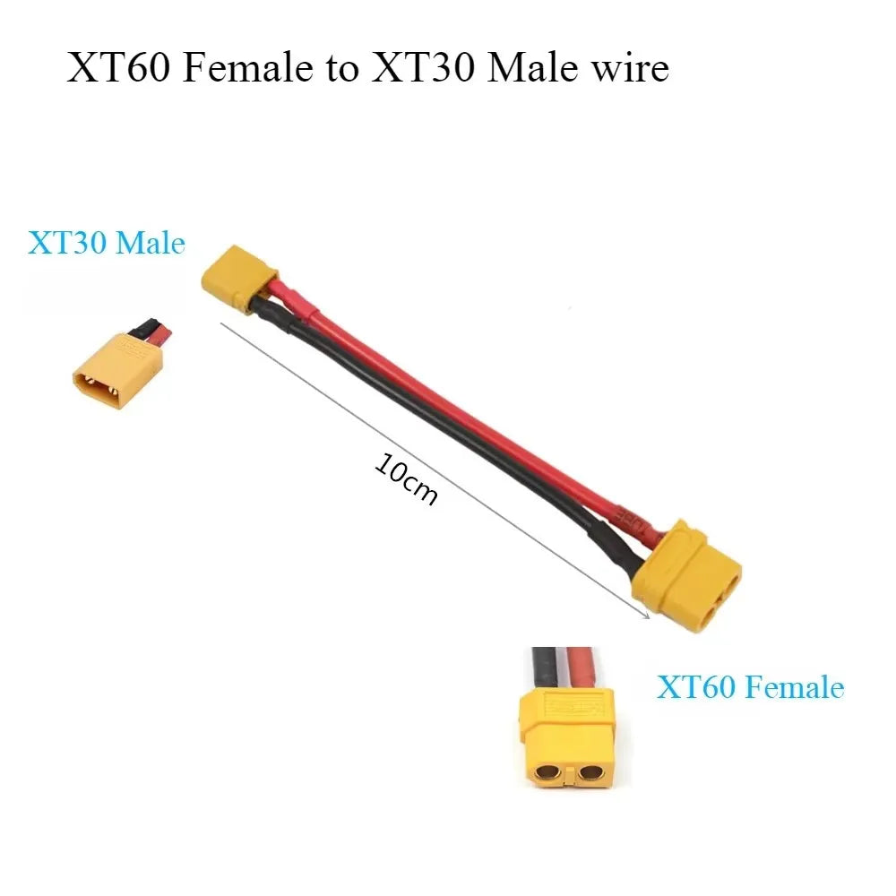 XT30 to XT60 Battery Adapter Cable - 10cm 16AWG for RC Drones