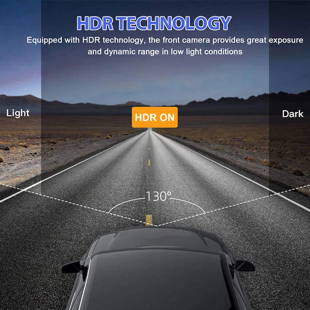 3-Lens Dash Cam | 1080P HD, IR Night Vision, Loop Recording & 2" IPS Screen