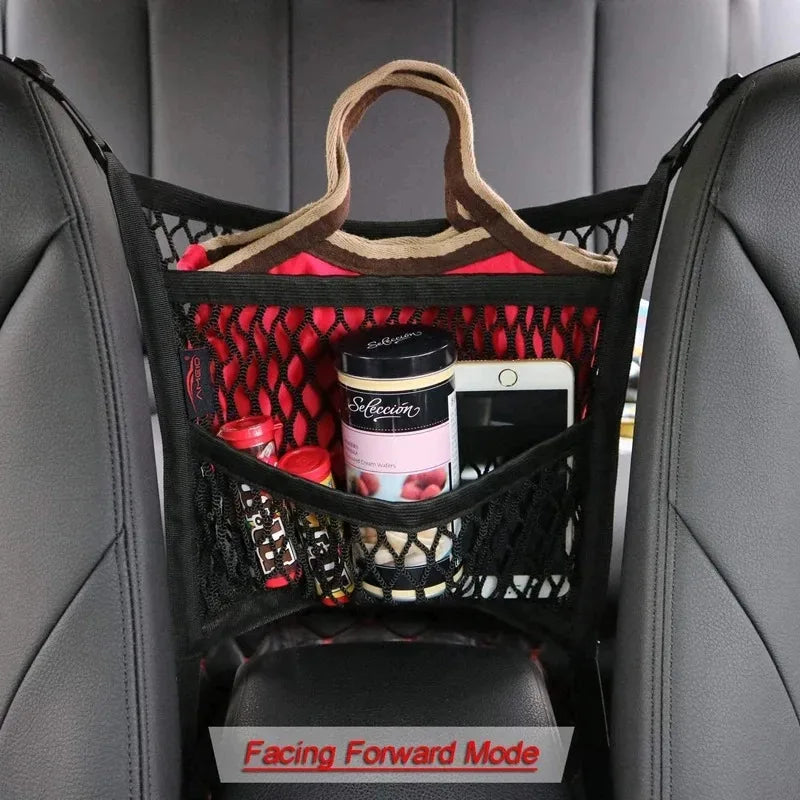 Car Seat Gap Storage Net Organizer - Stretchable Mesh Barrier & Pet Divider for Front Seats