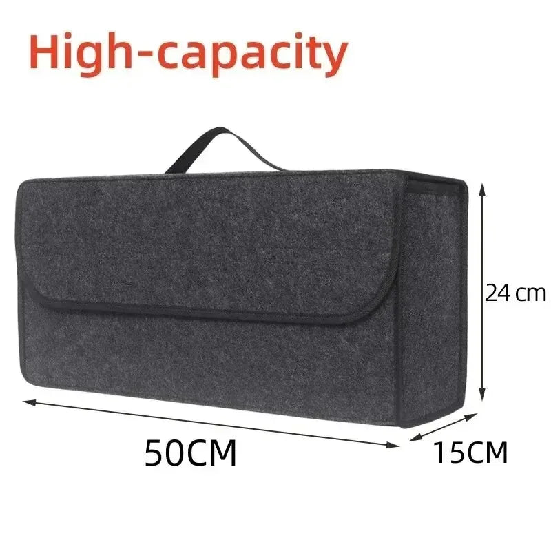 Felt Trunk Organizer - Collapsible Storage Box with Anti-Slip Base