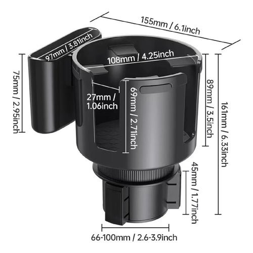 2-in-1 Cup Holder Expander - Adjustable Organizer with Phone Holder