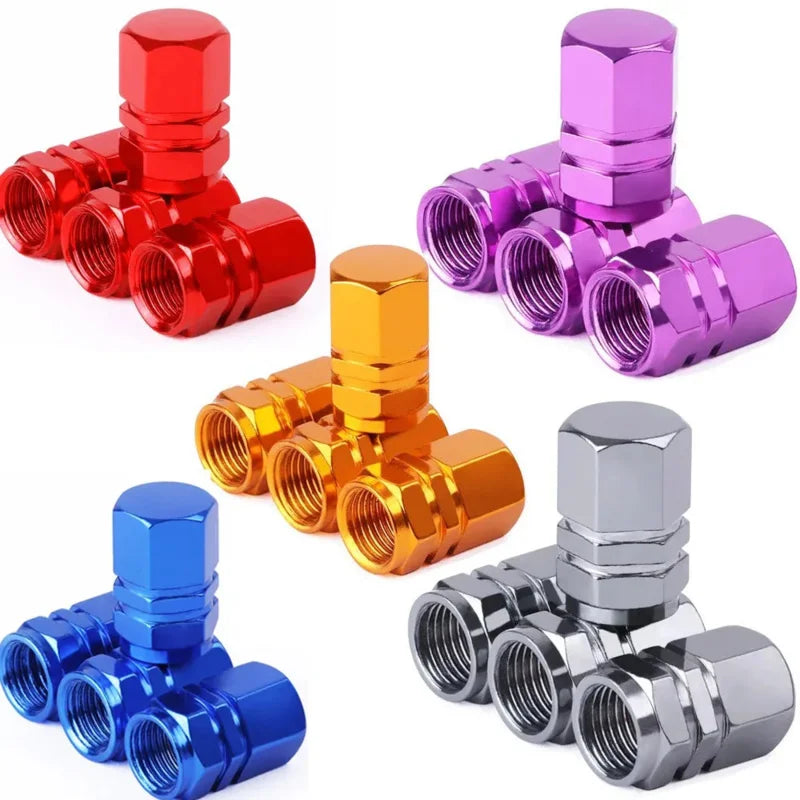 Aluminum Tire Valve Caps - Colorful Dustproof Stem Covers (4-Pack)