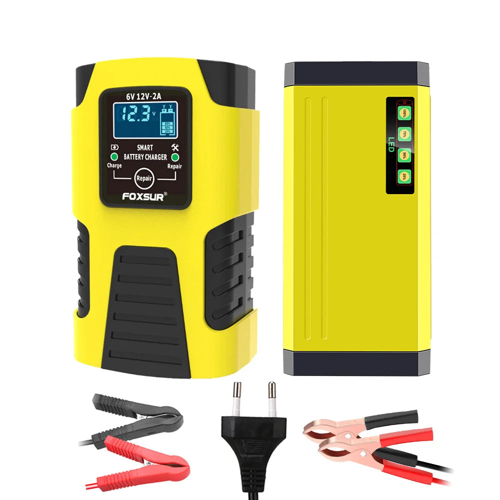 Smart Battery Charger 6V/12V 2A - Automatic Digital Display