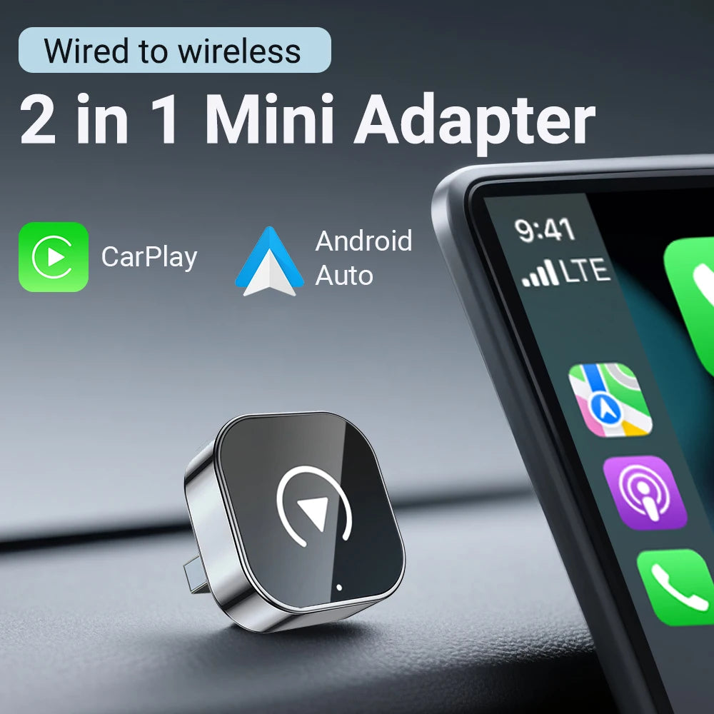 2-in-1 Wireless CarPlay & Android Auto Adapter – Plug & Play, 5GHz, Auto-Connect