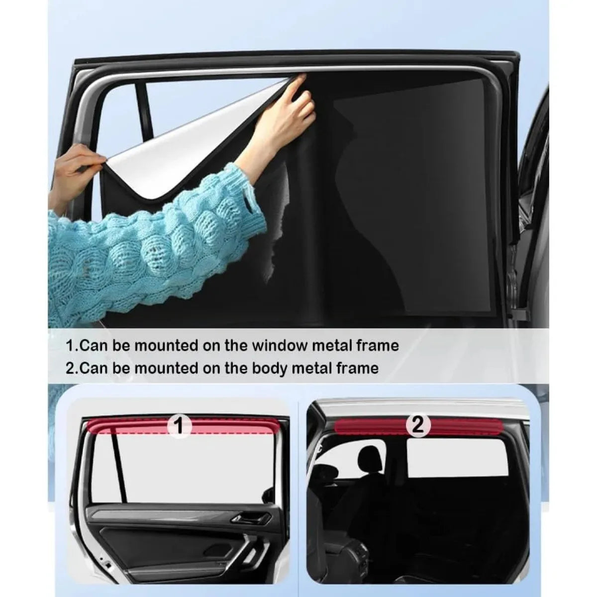 Magnetic Car Window Sunshades - UV Block Privacy Curtains (2-Pack)
