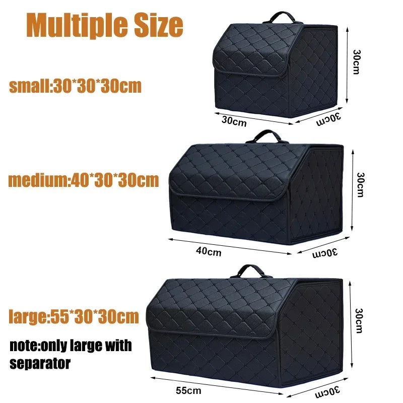 Collapsible Trunk Organizer - Premium PU Leather Storage Box