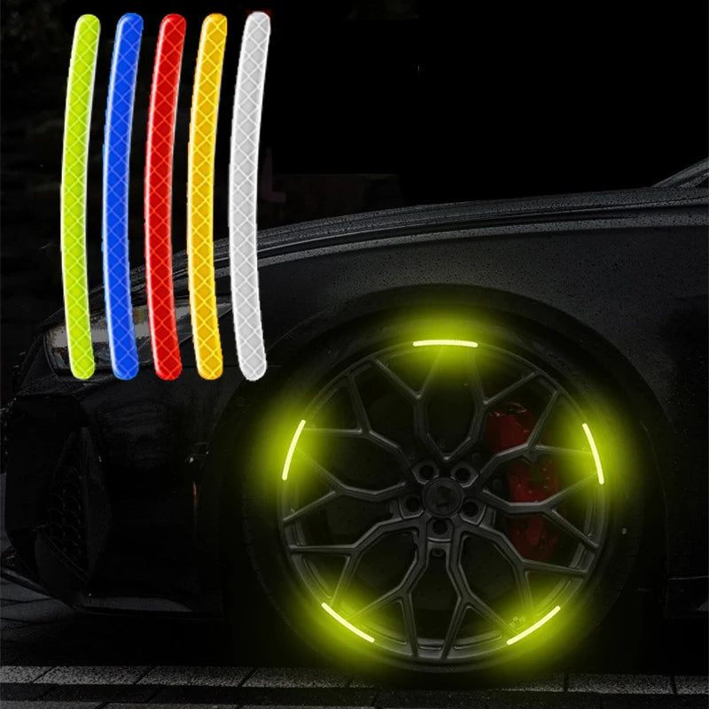 Reflective Safety Warning Stickers - Wheel Rim & Door Handle Tape