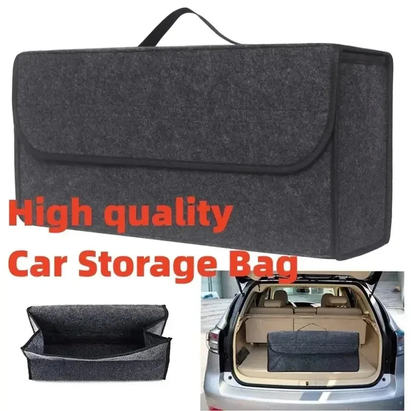 Felt Trunk Organizer - Collapsible Storage Box with Anti-Slip Base