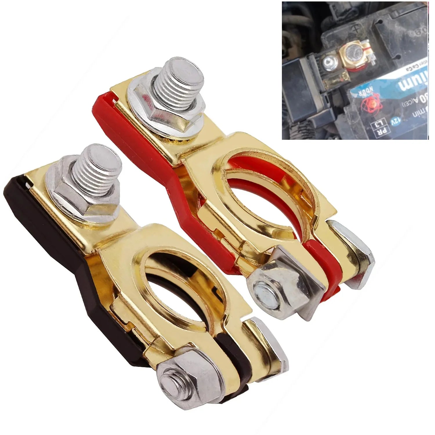 Quick Release Battery Terminal Clamps - Heavy-Duty Copper Connectors for 12V/24V Batteries