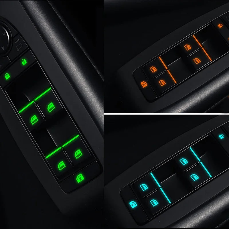 Luminous Car Window Button Stickers - Glow-in-the-Dark Control Panel Decals (18-Piece Set)