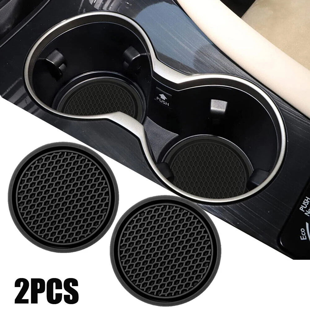 Silicone Car Cup Holder Coasters - Anti-Slip Insert Pads (2-Pack)