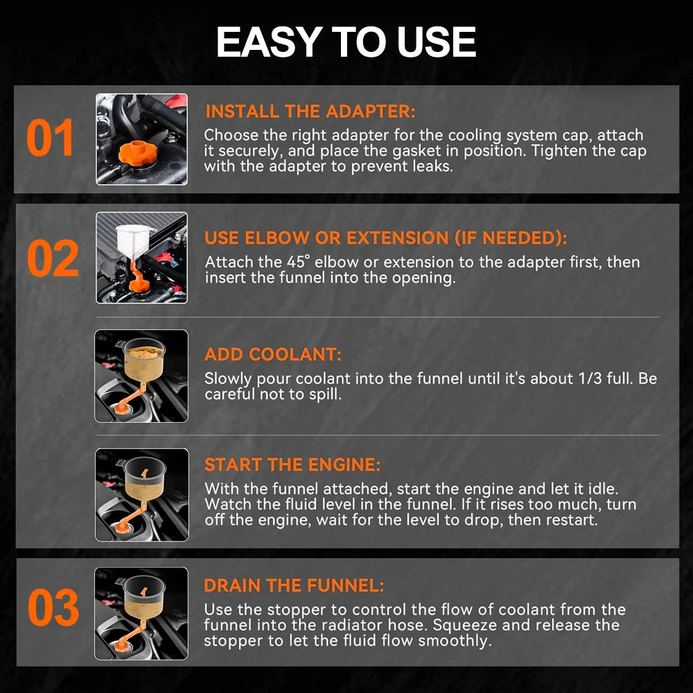 15-Piece Spill-Proof Coolant Filling Funnel Kit