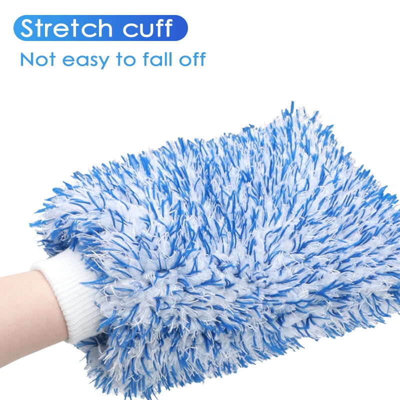Premium Microfiber Car Wash Mitt - Ultra-Soft Plush Glove for Scratch-Free Cleaning