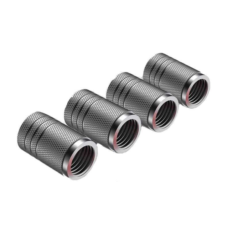 Aluminum Tire Valve Stem Caps - Knurled Grip Design (4-Pack)