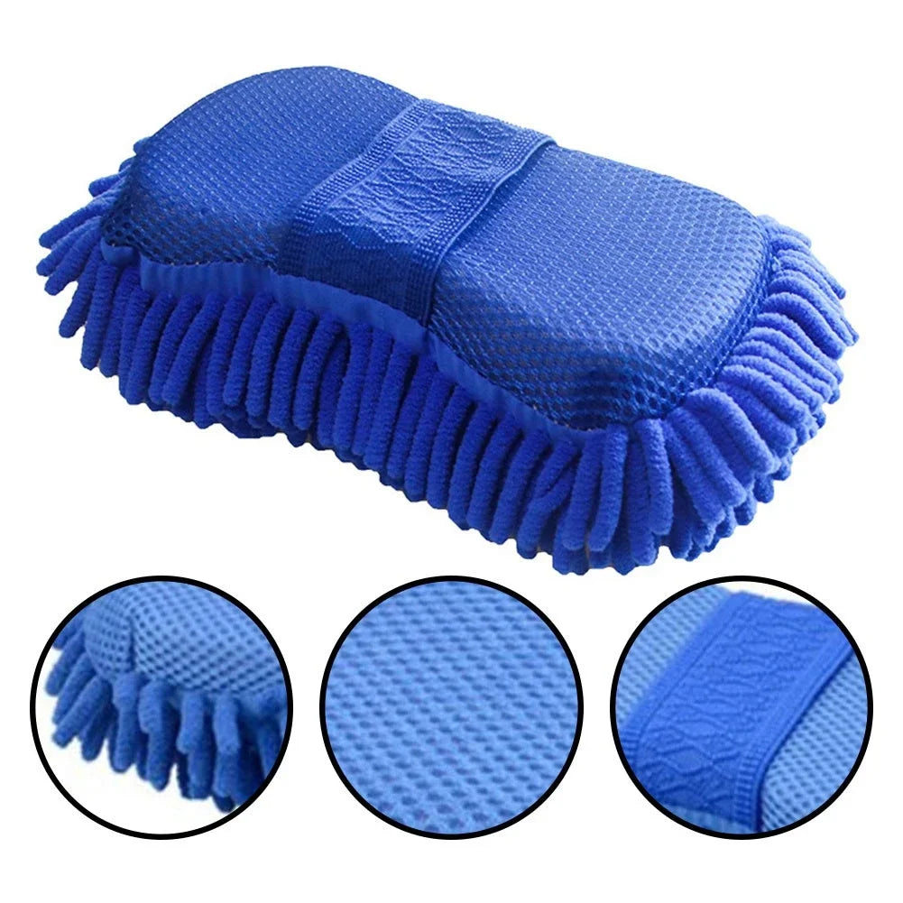 Microfiber Chenille Car Wash Mitt - Ultra-Soft Scratch-Free Cleaning Sponge