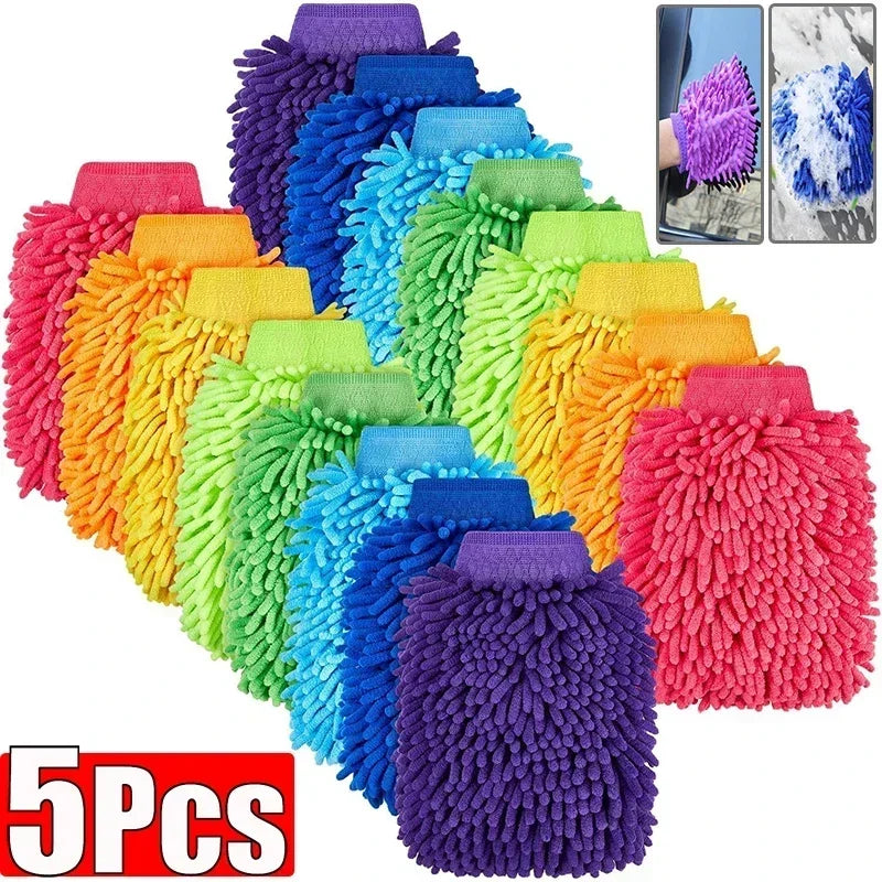 Chenille Car Wash Gloves - Scratch-Free Cleaning Mitt