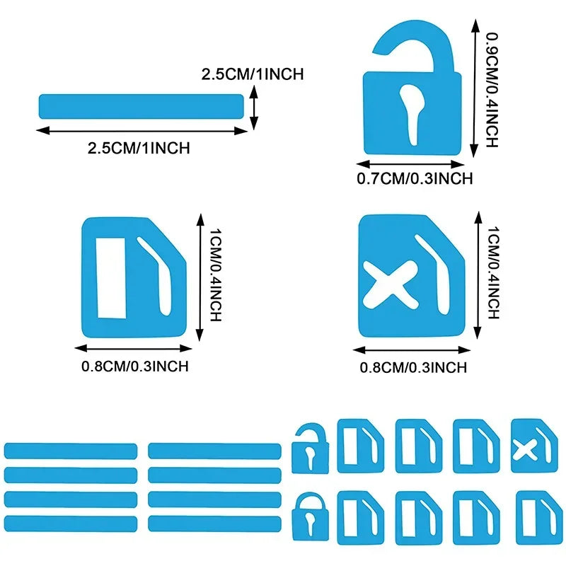 Luminous Car Window Button Stickers - Glow-in-the-Dark Control Panel Decals (18-Piece Set)