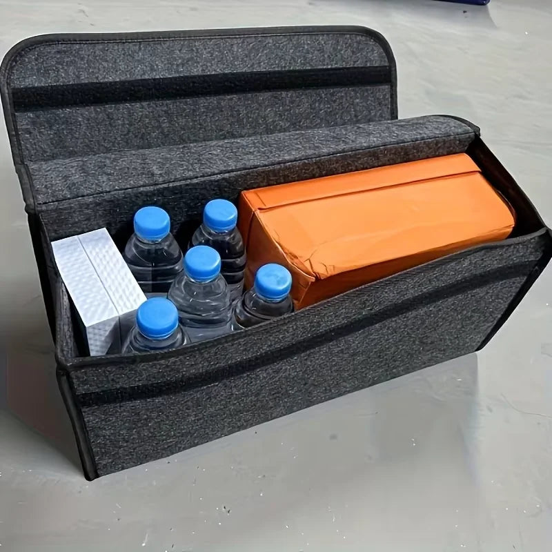 Foldable Felt Car Trunk Organizer - Soft Storage Box for Tools & Cargo