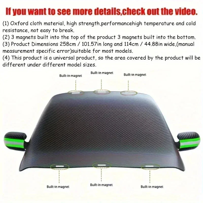 Magnetic Windshield Snow & Ice Cover - All-Season Protector with Wiper Protection