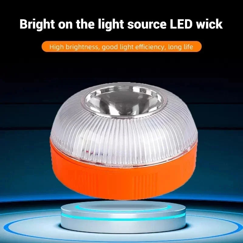 LED Emergency Strobe Warning Light - Magnetic Roadside Safety Beacon