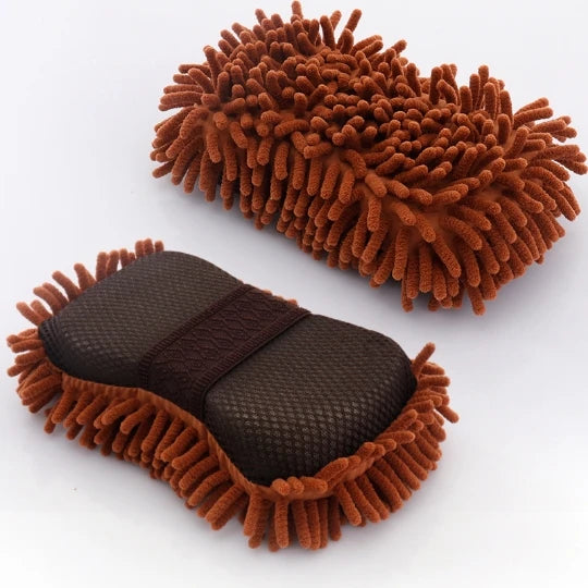 Coral Car Wash Mitts - Soft Microfiber Cleaning Gloves (2-Pack)